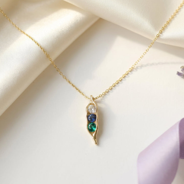 Custom Birthstone Pea in a Pod Necklace