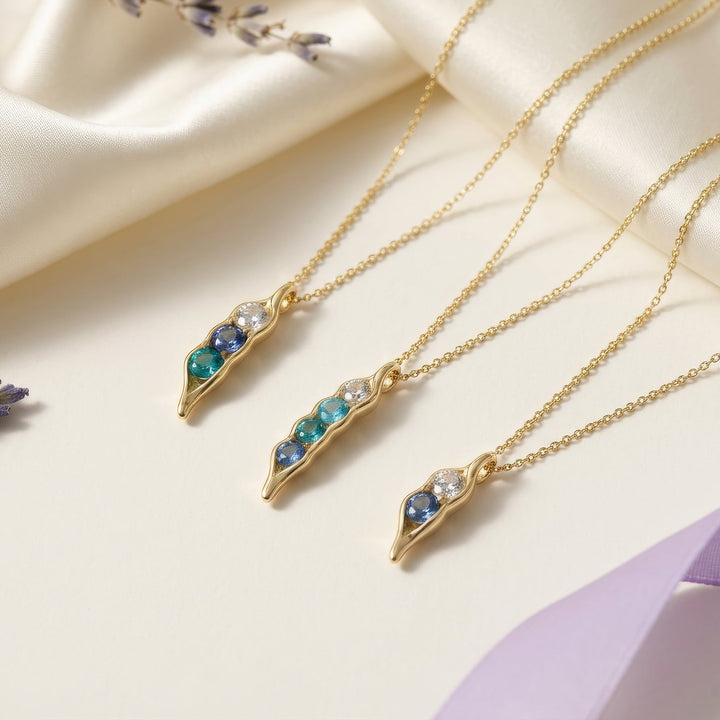 Custom Birthstone Pea in a Pod Necklace