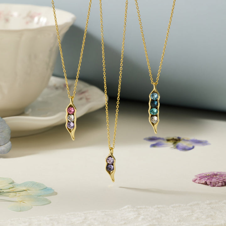 Custom Birthstone Pea in a Pod Necklace