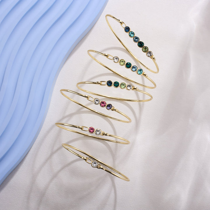 Custom Birthstone Bezel Set Bangle