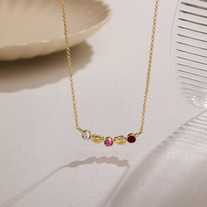 Custom Love Knot Birthstone Necklace