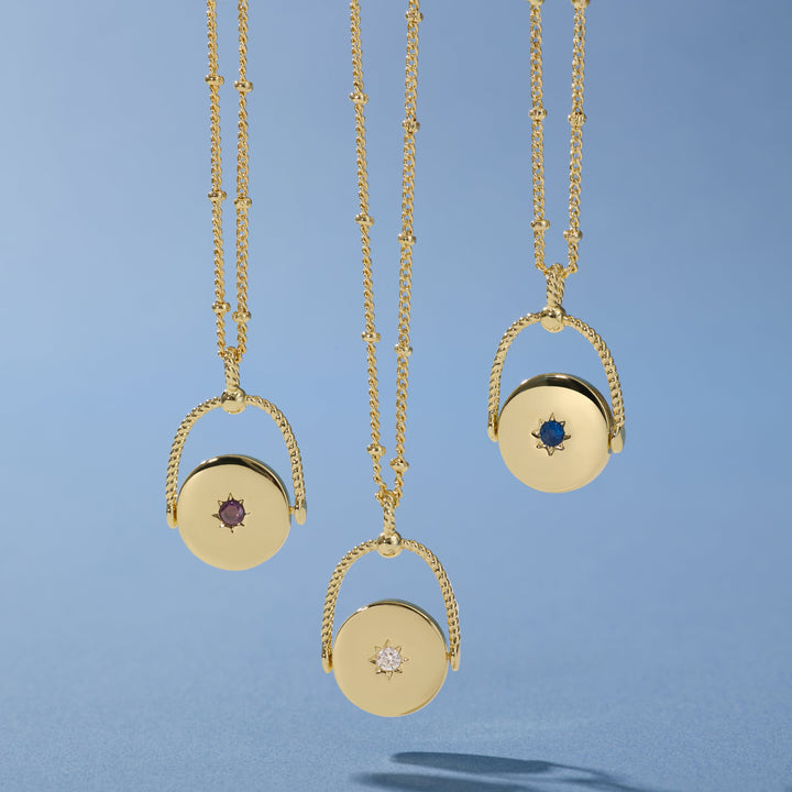Custom Birthstone Spinner Name Necklace