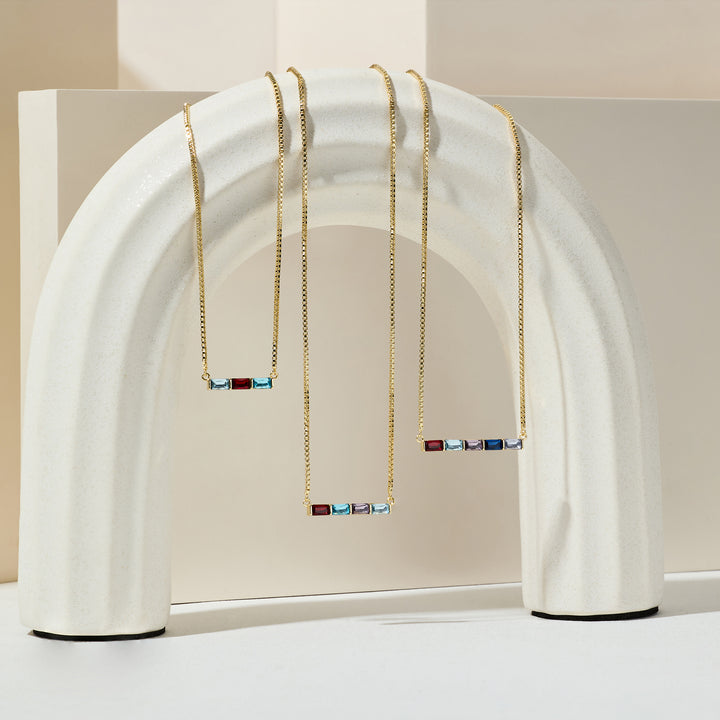 Custom Baguette Birthstone Necklace