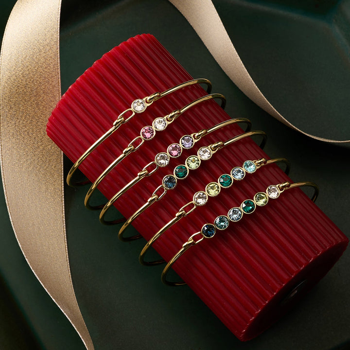 Custom Birthstone Bezel Set Bangle