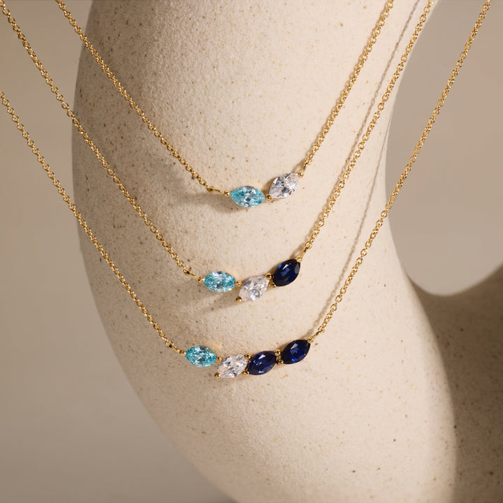Custom Petal Marquise Birthstone Necklace