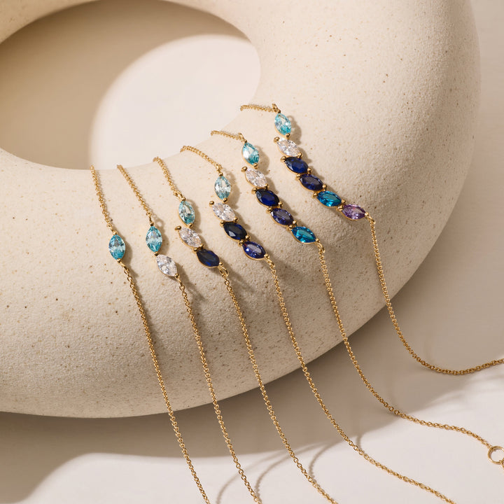 Custom Petal Marquise Birthstone Bracelet