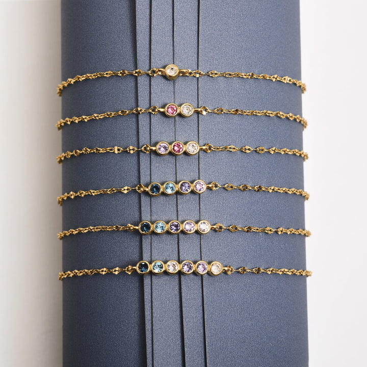 Custom Family Bezel Birthstone Bracelet