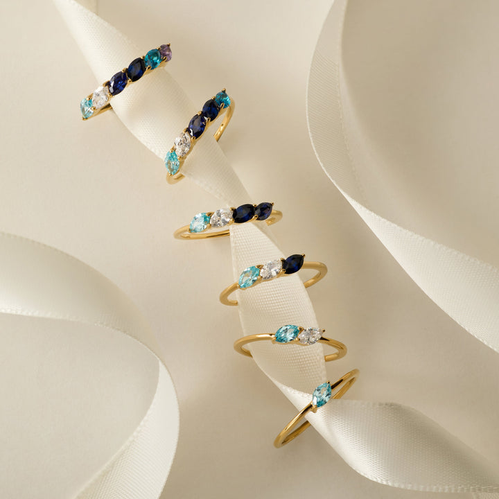 Custom Petal Marquise Birthstone Ring