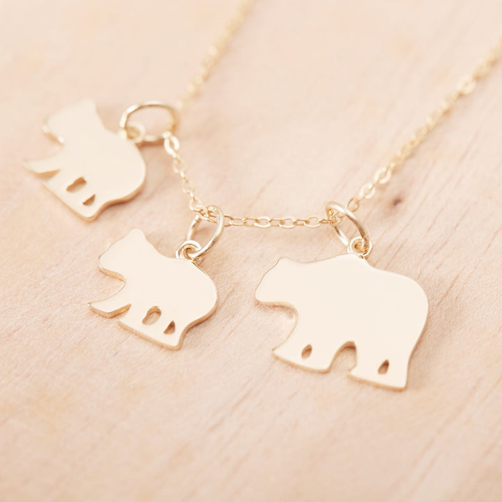 Mama and Baby Bears Gold Necklace