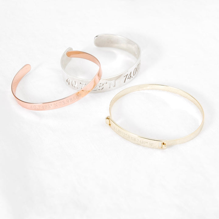 Custom Coordinate Cut Out Cuff Bracelet