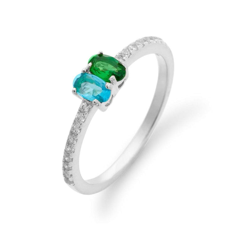 Custom Oval Birthstone Pave Band Ring
