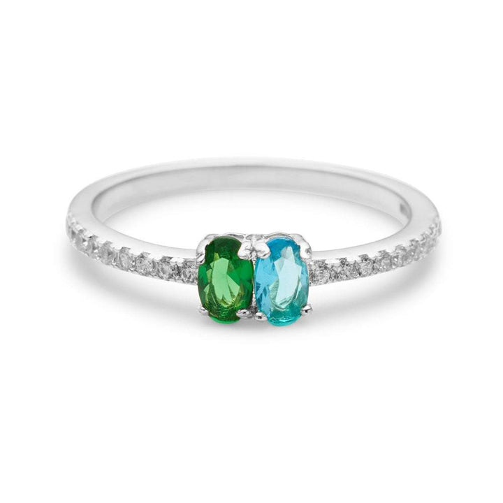 Custom Oval Birthstone Pave Band Ring