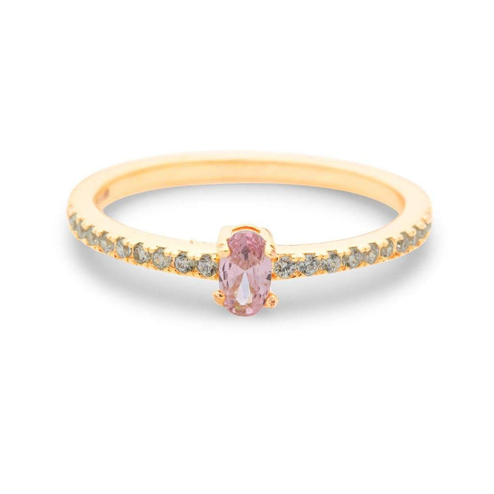 Custom Oval Birthstone Pave Band Ring