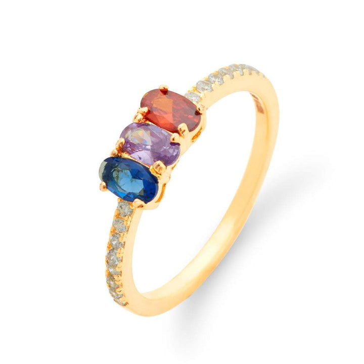 Custom Oval Birthstone Pave Band Ring