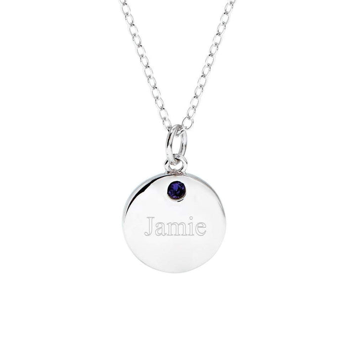 Custom CZ Petite Round Tag Birthstone Pendant