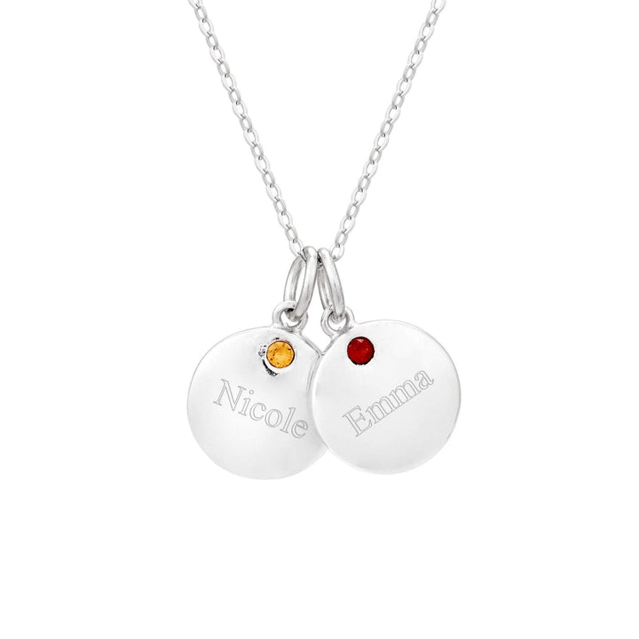 Custom CZ Petite Round Tag Birthstone Pendant