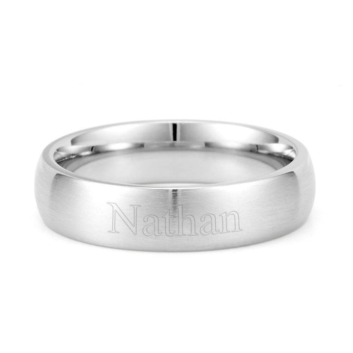 Engravable Brushed Stainless Steel Wedding Band