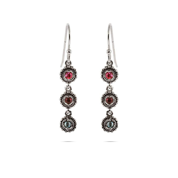 Custom Birthstone Sterling Silver Dangle Earrings