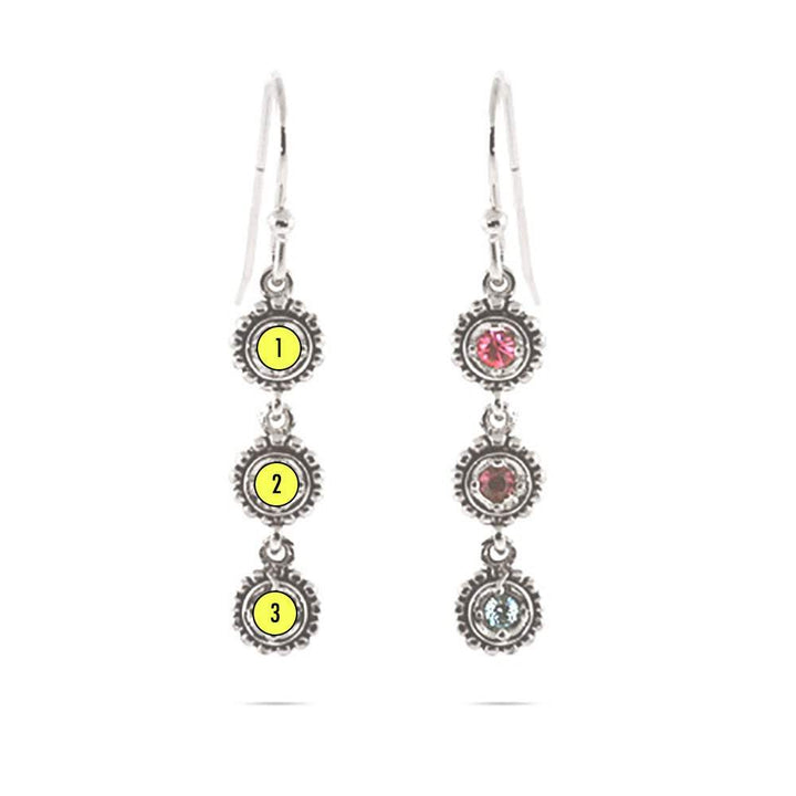 Custom Birthstone Sterling Silver Dangle Earrings