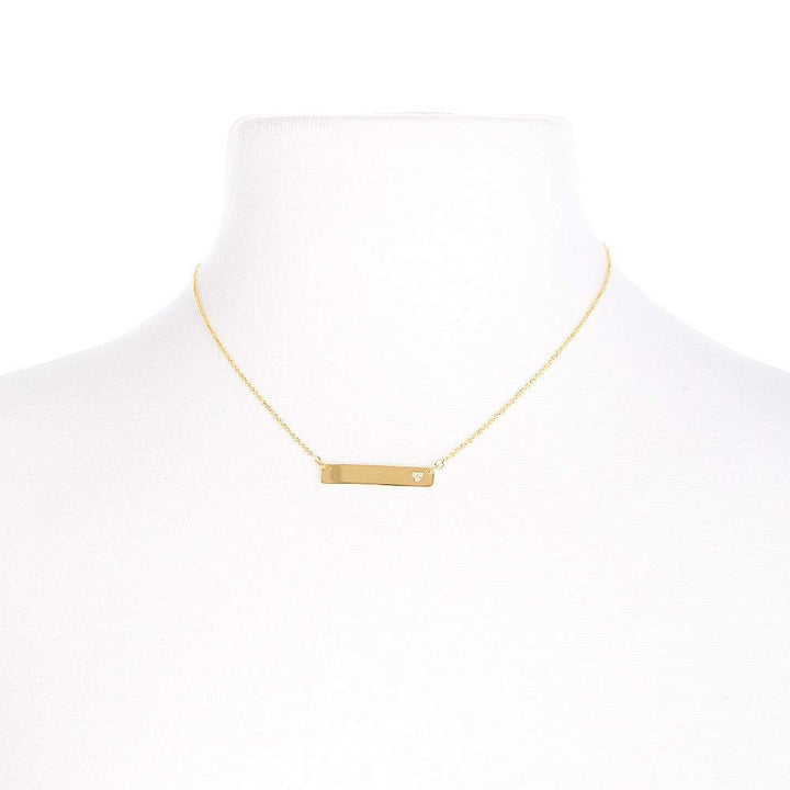 Engravable Petite Name Bar with Diamond Heart