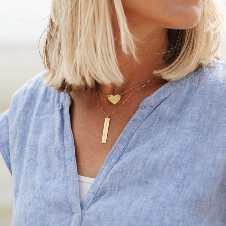 Custom Coordinate Vertical Name Bar Necklace