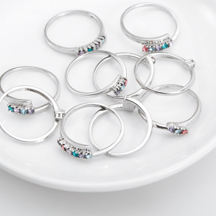 Custom Birthstone Silver Eternity Ring