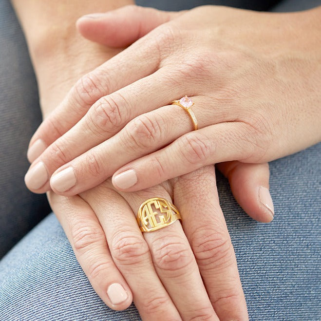 Custom Block Monogram Ring