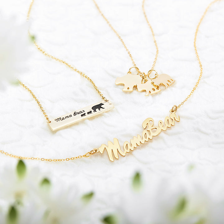 Mama and Baby Bears Gold Necklace