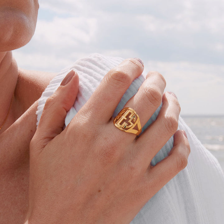 Custom Block Monogram Ring