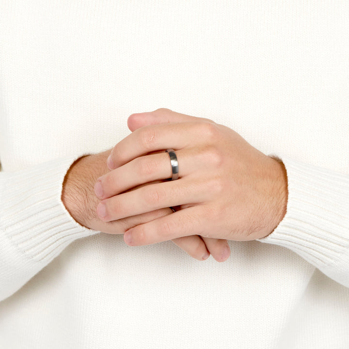 Custom Coordinate Brushed Stainless Steel Ring