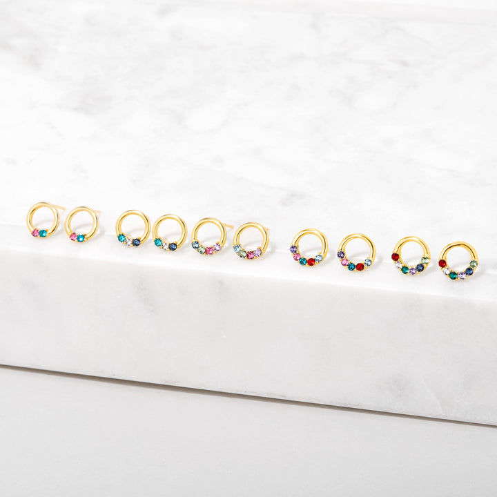 Custom Eternity Circle Birthstone Earrings