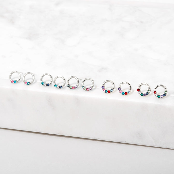 Custom Eternity Circle Birthstone Earrings