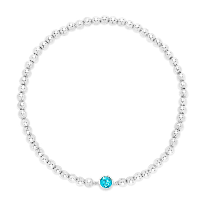 Custom Bezel Set Birthstone Bead Bracelet