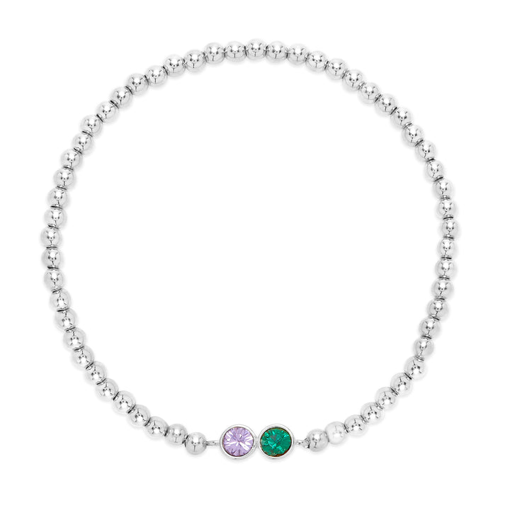 Custom Bezel Set Birthstone Bead Bracelet