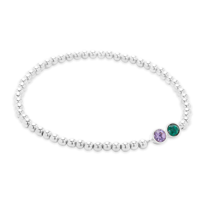Custom Bezel Set Birthstone Bead Bracelet