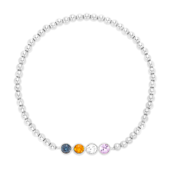 Custom Bezel Set Birthstone Bead Bracelet