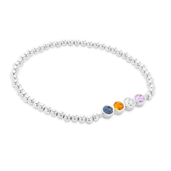 Custom Bezel Set Birthstone Bead Bracelet
