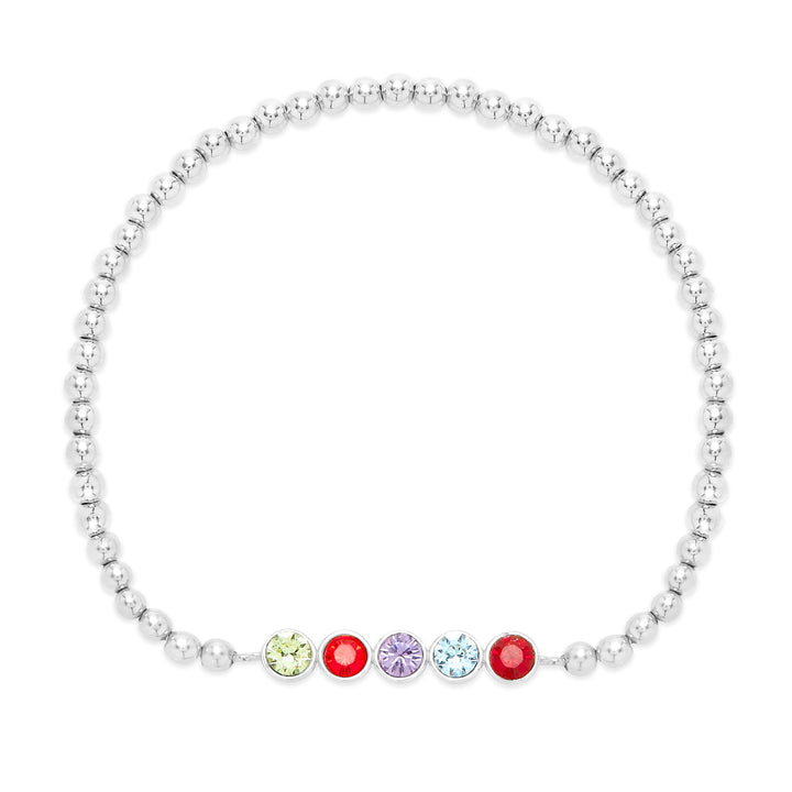 Custom Bezel Set Birthstone Bead Bracelet