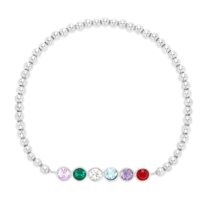 Custom Bezel Set Birthstone Bead Bracelet