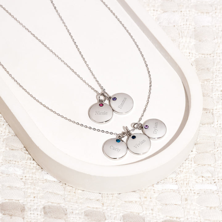 Custom CZ Petite Round Tag Birthstone Pendant