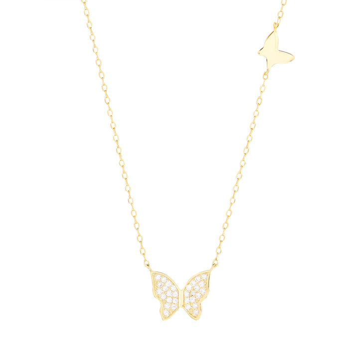 Double CZ Butterfly Necklace