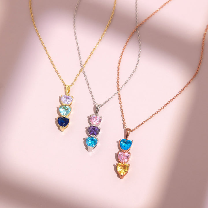Custom Heart Drop Birthstone Necklace