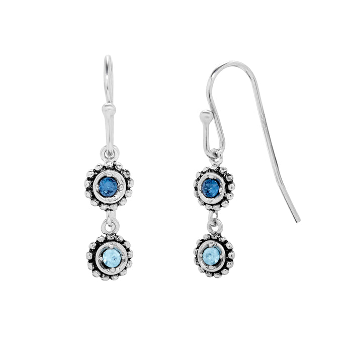 Custom Birthstone Sterling Silver Dangle Earrings