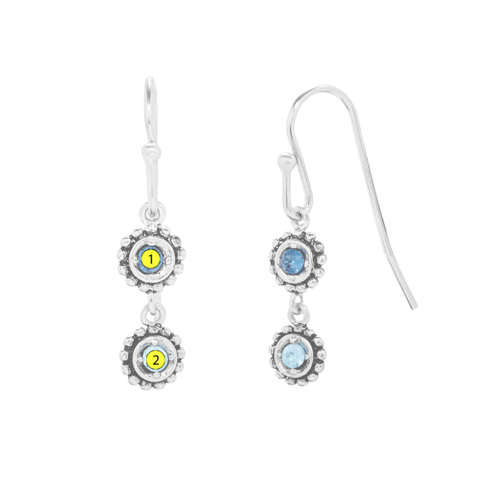 Custom Birthstone Sterling Silver Dangle Earrings
