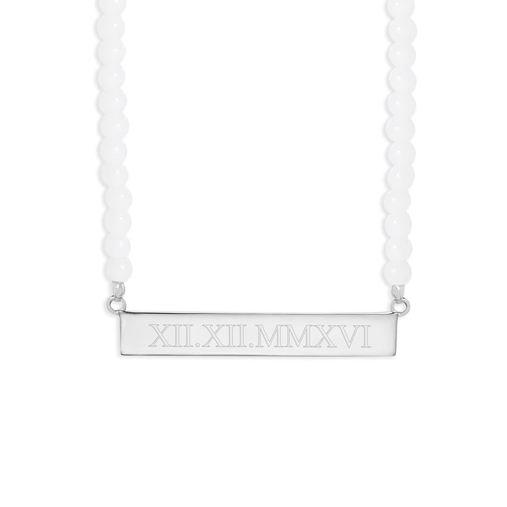 Engravable Roman Numeral Bar Necklace