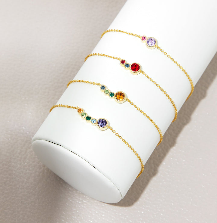 Custom Mother and Children Birthstone Bracelet