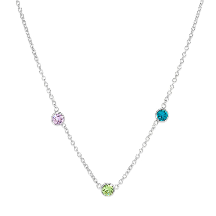 Custom Floating Bezel Set Birthstone Necklace
