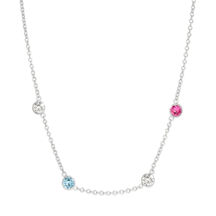 Custom Floating Bezel Set Birthstone Necklace