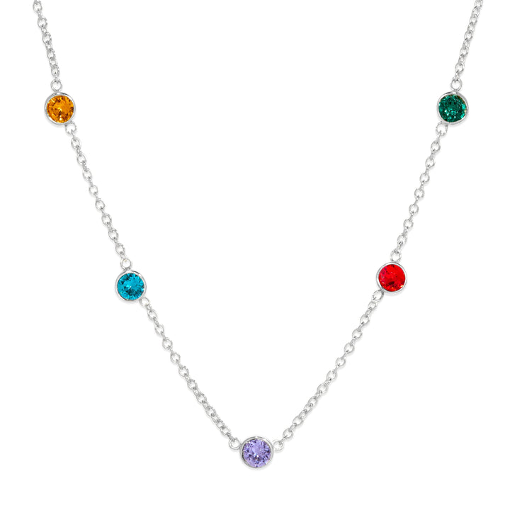 Custom Floating Bezel Set Birthstone Necklace