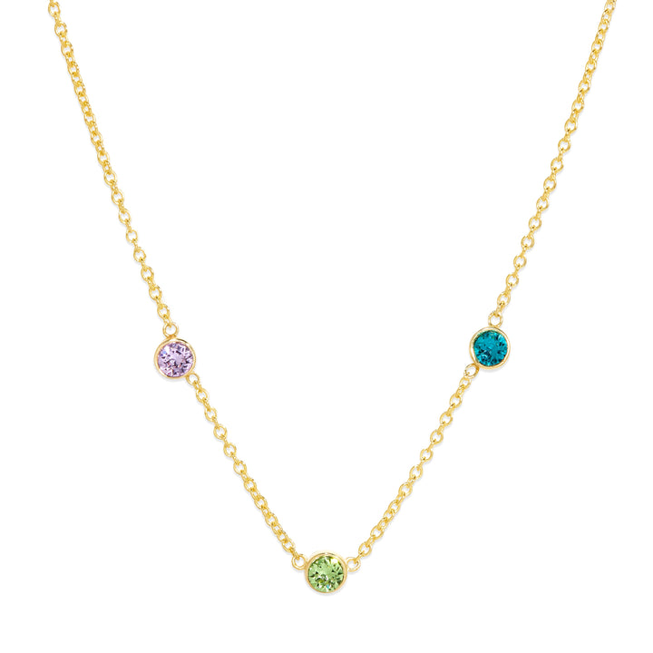 Custom Floating Bezel Set Birthstone Necklace